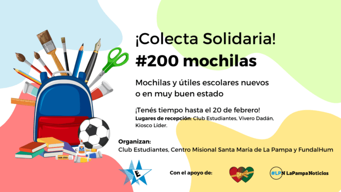 Campaña solidaria para armar 200 mochilas para el comienzo de clases